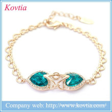 2015 top sale bracelet golden chain turquoise heart pendant bracelets alibaba website